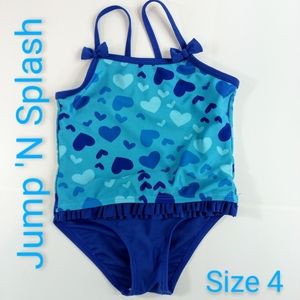 Jump 'N Splash Tankini 2-Piece Blue Hearts Girls 4